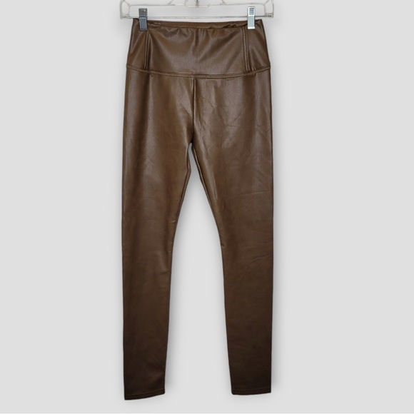 ⏰ 7 For All Mankind Brown Leather Leggings - Picture 2 of 9